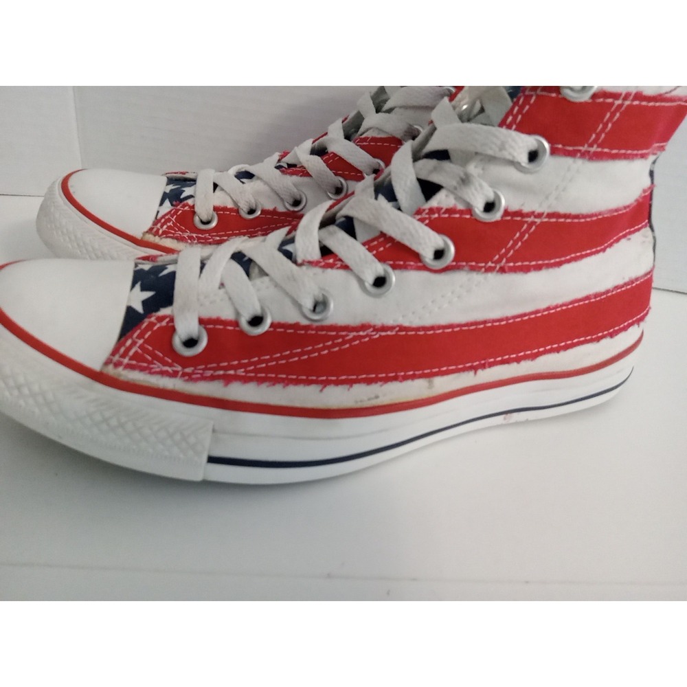 Converse Unisex Red White Blue Flag Taylor Hi Top Sneakers Size Men 8 Women 10 - Picture 3 of 9